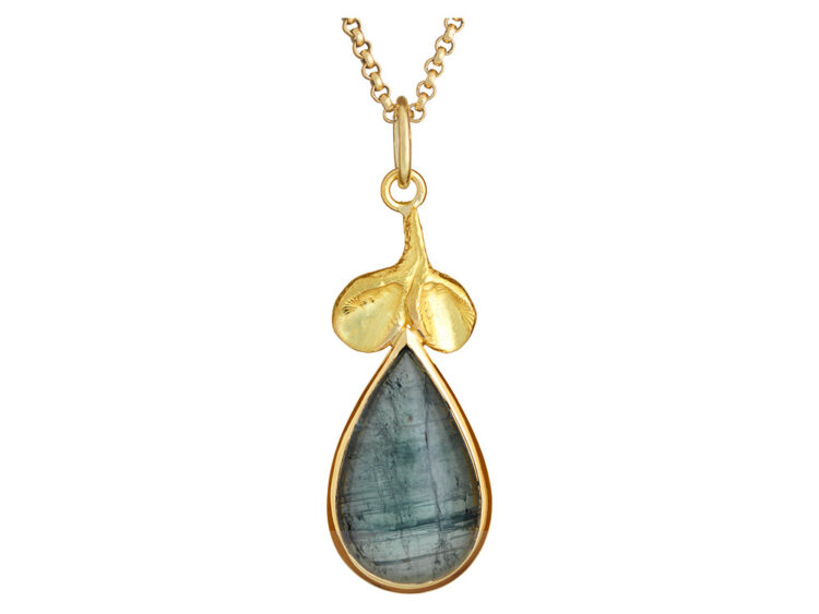18kt gouden hanger met  indigoliet (blauwe toermalijn)