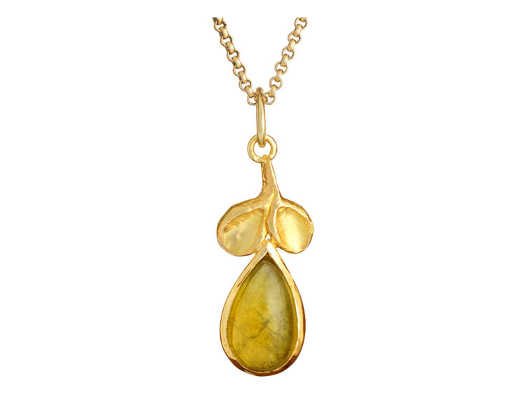 18kt gouden hanger met limegroene toermalijn