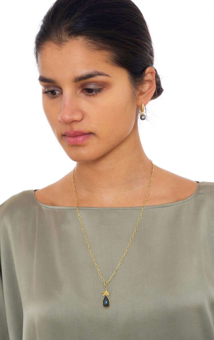 18kt gouden hanger met  indigoliet (blauwe toermalijn) - Afbeelding 3