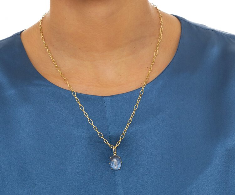18kt gouden hanger van bergkristal met afbeelding van een zeepaardje - Afbeelding 3