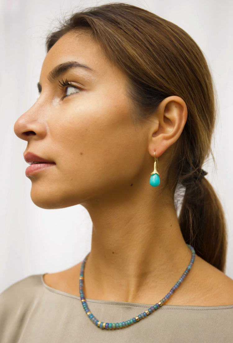 18kt gouden collier van blauwe opaal - Afbeelding 2