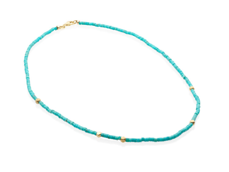 18kt gouden skinny collier met turkoois