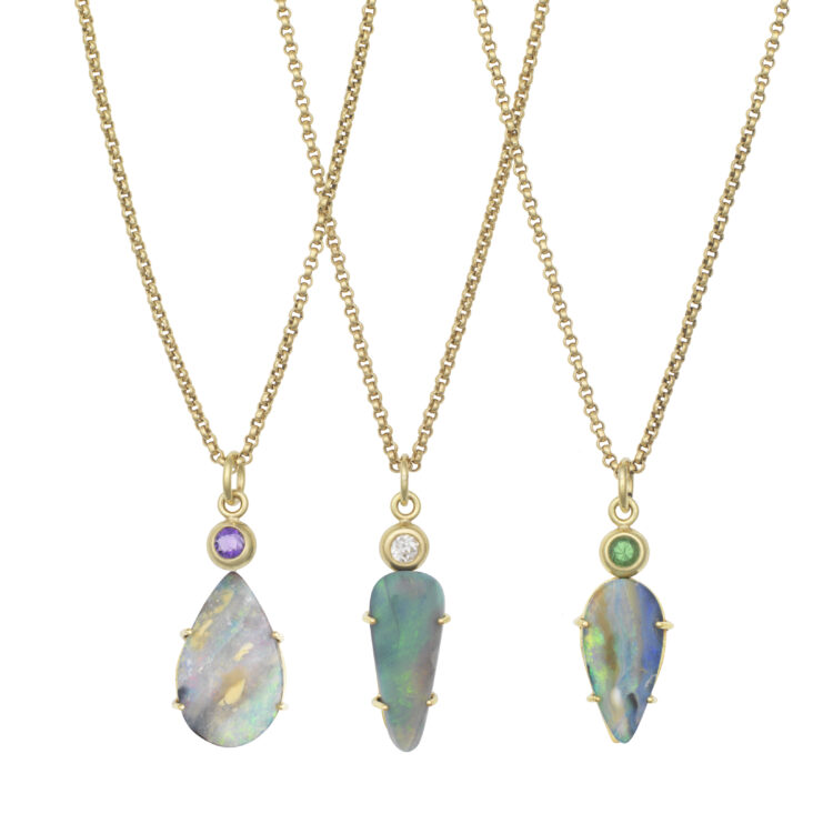 18kt gouden hanger met opaal en peridot - Afbeelding 4