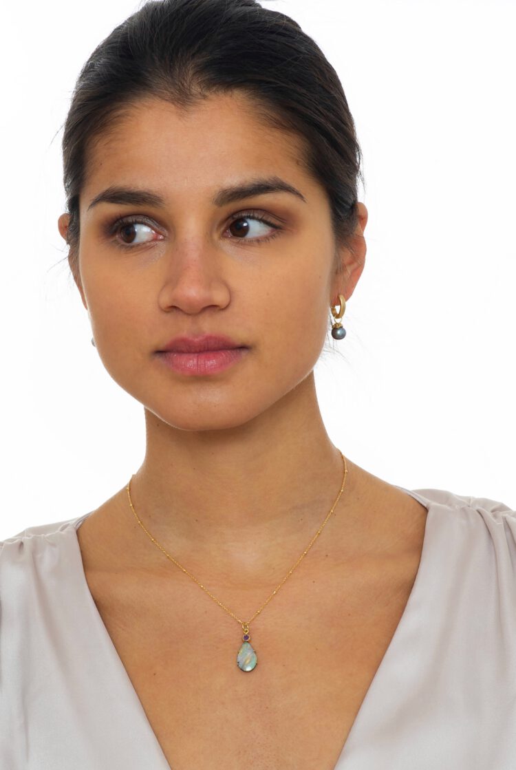 18kt gouden hanger met opaal en amethist - Afbeelding 3