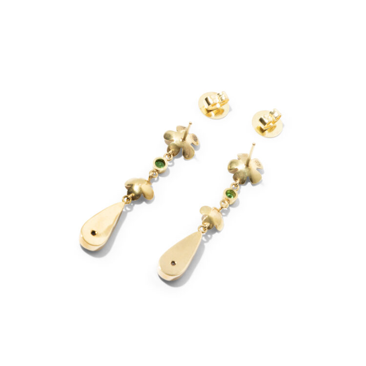 18kt gouden oorhangers met peridot en boulder opaal - Afbeelding 2
