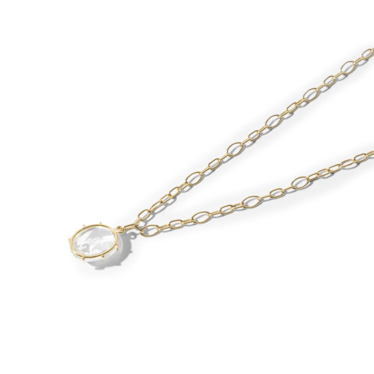 18kt gouden hanger van bergkristal met afbeelding van een zeepaardje - Afbeelding 2