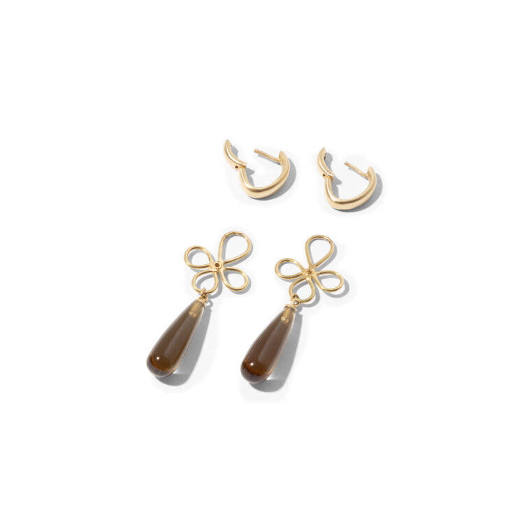 18kt gouden aanhangers met pegels van cognackleurige citrine en diamant - Afbeelding 2