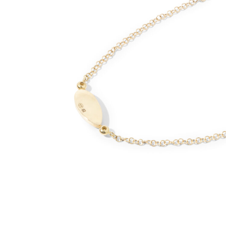 18kt gouden kort collier met opaal en diamant.  - Afbeelding 3
