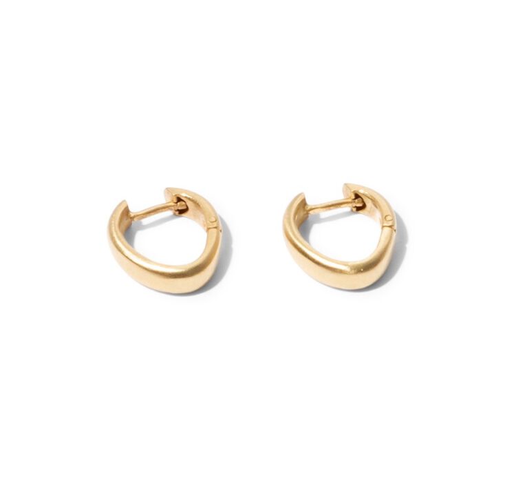 18kt gouden creolen, aanhangers met blauwe amber druppels - Afbeelding 3