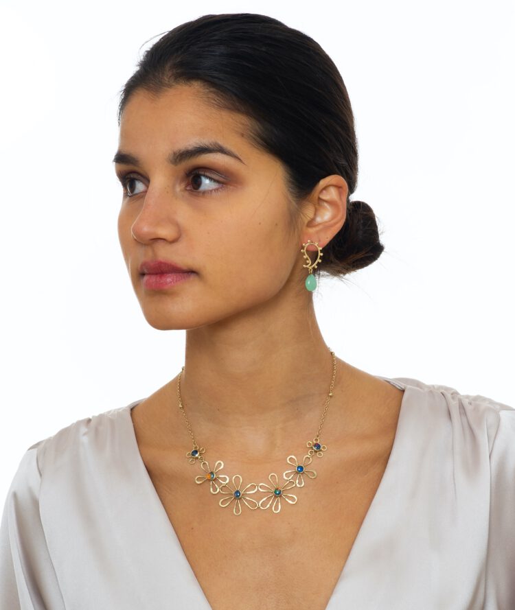 Daisy Chain - 14kt gouden collier met opalen. - Afbeelding 3